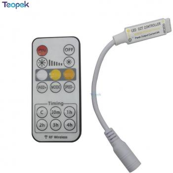 Mini CCT LED Strip Controller with 16-Key RF Remote DC5-24V