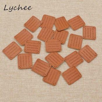 Lychee 20pcs Handmade Label Tags in Retro Brown PU Leather