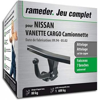Attelage amovible avec outil et faisceau 7 broches compatible avec Nissan Vanette Cargo Van (130163-03543-1-FR)