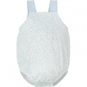 Peto Infantil Celeste con Motivos Florales y Bolsillo