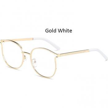 Ojos Transparentes Montura Dorada Retro Mujer