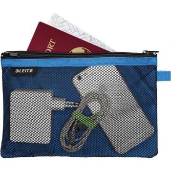 Leitz WOW L‑Size 2‑Slot Travel Pouch, Blue, Pack of Ten – See‑Through