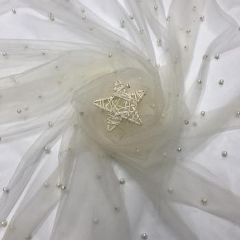 3 Yards Pearled Tulle Lace Fabric 160cm Width DQG1042