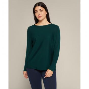 Jersey liso de mujer con cuello barco