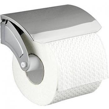 Portarotolo da parete in Acciaio Inox con coperchio, 14x7,5x8,5 cm, Lucido