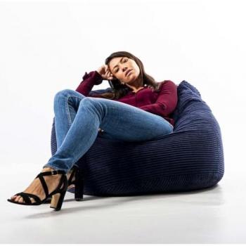 Pouf Rond Ultra Doux XL Bleu Marine