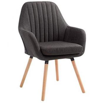 Chaise en tissu gris foncé avec cadre en chêne Natura