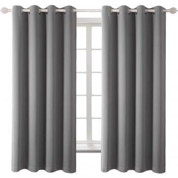 Grau Verdunkelungsvorhänge mit Ösen, 137 cm x 117 cm, Privatsphäre Schutz, 2er Pack