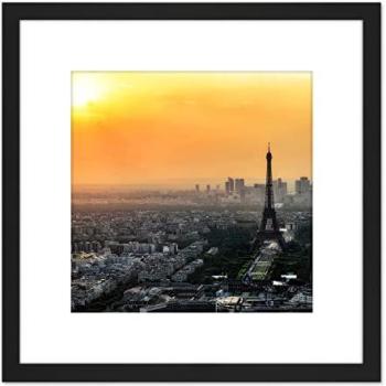 Sunset Over Paris – 8x8 Wood‑Backed Art Print with Mount