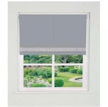 Light Grey Straight Diamante Edge Blackout Roller Blind