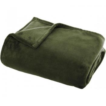 Plaid Flanelle Uni Vert Kaki 125x150 cm
