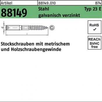 M8 x 100 Stockschrauben, verzinkt, 100 Stück