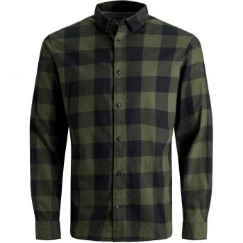 Jack & Jones Camicia A Maniche Lunghe Gingham Twill Dusty Olive