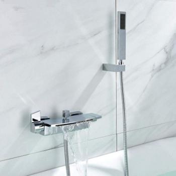 Robinet Cascade Mural Baignoire avec Pommeau – Chaud/Froid (Argent)