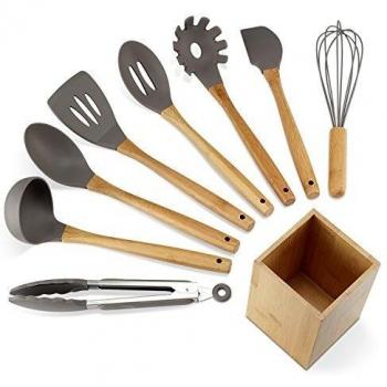 Utensili da Tavola NEXGADGET: Silicone, Legno e Bambù 9pcs