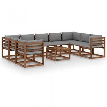 Set de muebles de jardín 10 piezas gris