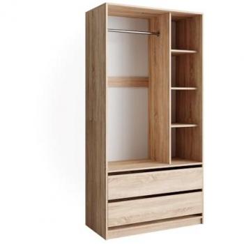Kleiderschrank Elmo Sonoma 100 x 200 cm mit 2 Schubladen