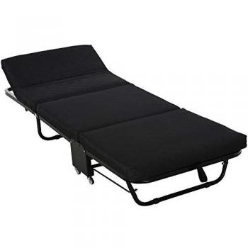 Homcom Letto Pieghevole Nero 184x65 cm Testiera Multi‑Livello