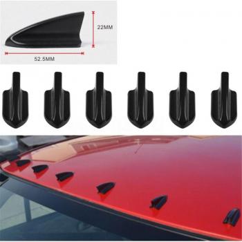 Kit de alerón de tiburón para coche, 6 piezas, PP negro