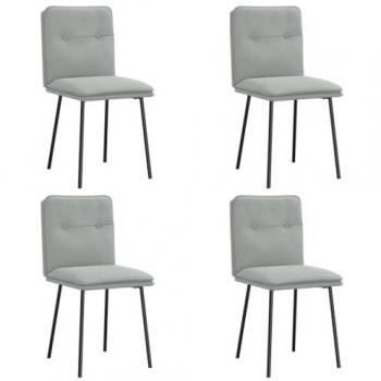 Lot de 4 Chaises en Velours Gris Clair pour Salle à Manger