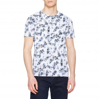 JACK & JONES PREMIUM Jprrussel tee, camiseta para hombre, multicolor (White AOP:Dark Navy + Infinity)