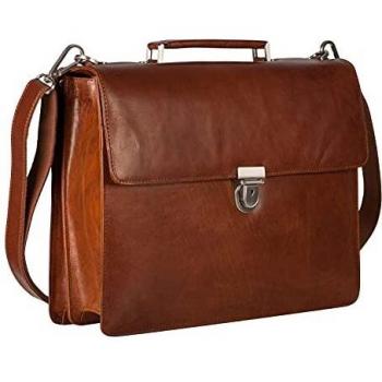 40cm Brown Leather Laptop Briefcase by Leonhard Heyden