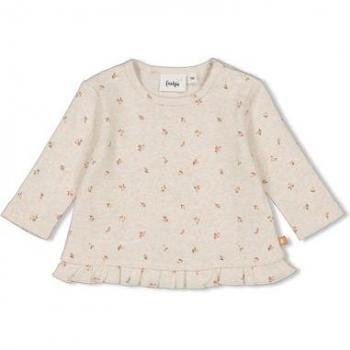 Feetje Damenlangarmshirt „Little Rosebud“ – Naturfarben, Rippstruktur, Größe 56