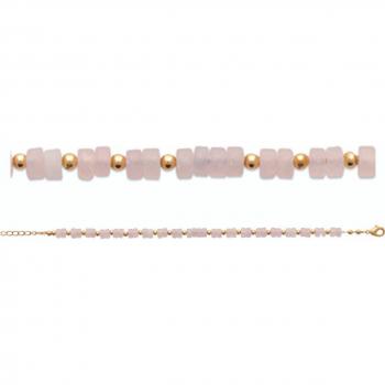 Bracciale Les Trésors De Lily R5825 Oro Gold Mineralia Quarzo Rosso Luminoso 5 mm