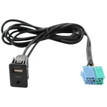 Extensión de Cable Auxiliar con Conector USB Negro