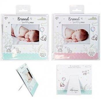 Blue Baby Boy Announcement Card Frame Pair