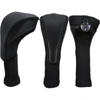 Tête de Protection Golf Noire – Ensemble Pilotes 1‑3‑5