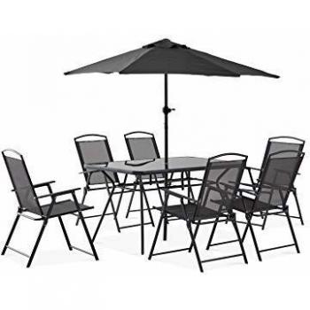 Set da giardino con ombrellone e 6 posti a sedere