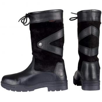 Horka Wasserdichter Reitstiefel – Leder & Wildleder, Kunstfell, Schwarz, 37
