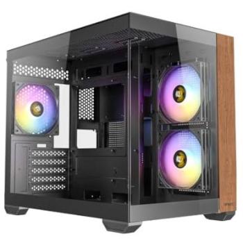 Antec CX600M Midi-Turm PC-Gehäuse in Schwarz – Mini‑ITX/Micro‑ATX mit Holz