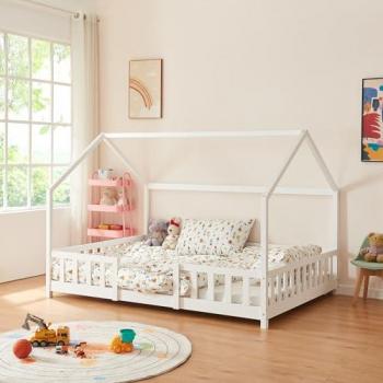 Cameretta Letto a Casetta Sisimiut con Materasso 140x200 cm Bianco