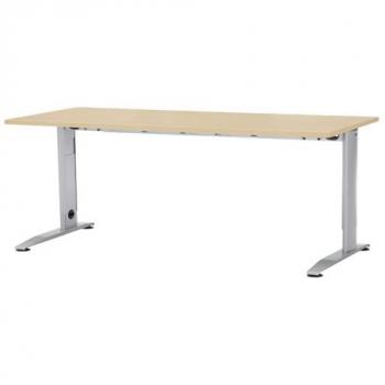 Table LOGIN hauteur ajustable manuelle pied en C 1800 x 800 x 660–820 mm, finition érable – Schäfer Shop Select