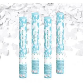 Papillon Bling 40 cm – Ensemble 4 lanceurs de confettis blancs, portée 10 m