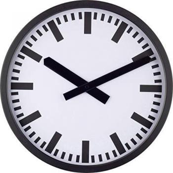 EUROTIME 59540-05 Wanduhr – Bahnhofsuhr mit Funk, 35 cm, schwarz matt