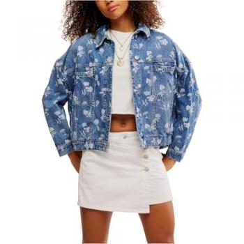 Free People Opal Swing Denim Jacket – Fallen Daisy, Extra Small (XS)