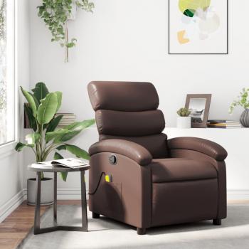 Sillón de masaje reclinable cuero sintético negro, crema, marrón
