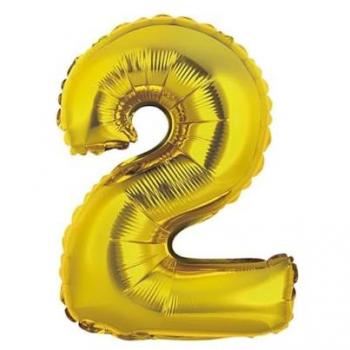 Ballon chiffre 2 en aluminium doré
