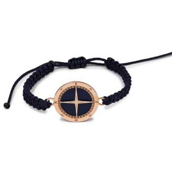 Pulsera de Plata con Acabado en Oro Rosa y Cordón Azul