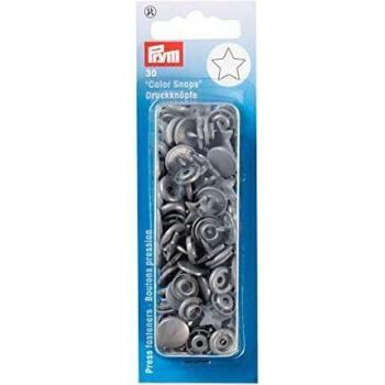 Attaches de tissu Prym 30 Couleur Argent Gris Snaps de pression 12,4 mm