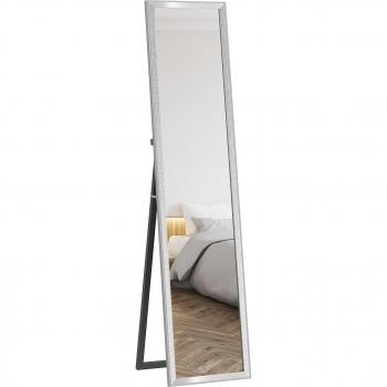 Bedroom Accent Mirror – 37x157 cm, Silver Frame, Leaning & Wall‑Mounted