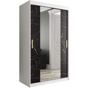 Armadio Scorrevole Hartford 253 Bianco Opaco & Marmo Nera