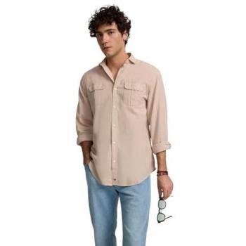 Camisa Casual Soft Beige con Bolsillos Silbon