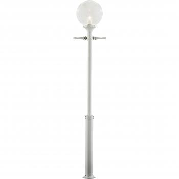 Konstsmide Orion lamp post, white, clear spherical lampshade