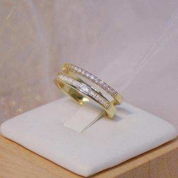 Luxury Double Layer Pave CZ Ring in 14K Gold