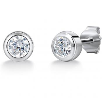 Ohrstecker aus Sterlingsilber mit weißen Zirkonia-Steinen – Herren & Damen