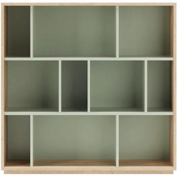 Bibliothèque En Mélamine NACK – Chêne clair et vert, 3 étagères